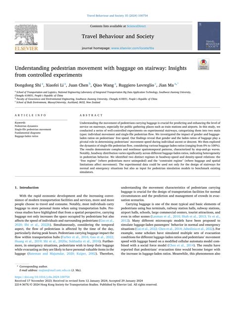 Pdf Understanding Pedestrian Movement With Baggage On Stairway