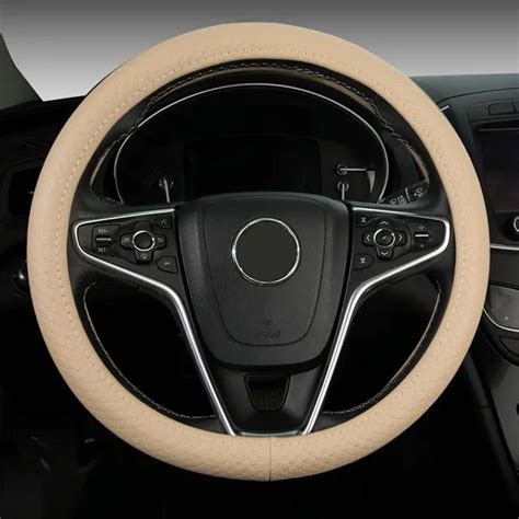 38CM Genuine Leather Car Steering Wheel Cover Cowhide Anti Slip For