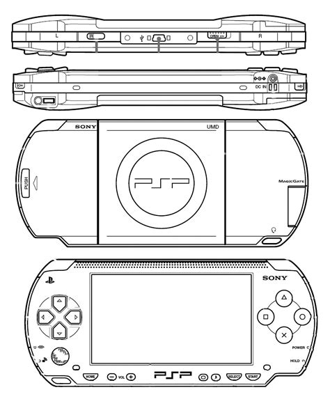PlayStation Portable Blueprint - Download free blueprint for 3D modeling