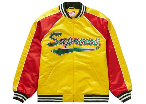 Supreme Mitchell And Ness Sequin Logo Varsity Jacket Gold Editorialist