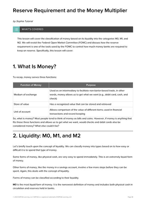 Macroeconomics Unit 3 Tutorials PDF3 Reserve Requirement And The