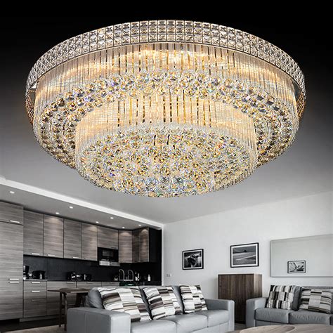 Modern Led Crystal Chandelier Round Led Flush Mounted