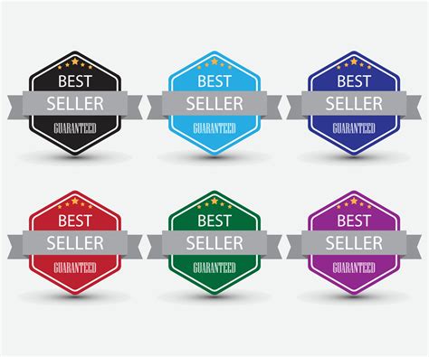 best seller guaranteed badges. Colorful sale badges, sticker, logo