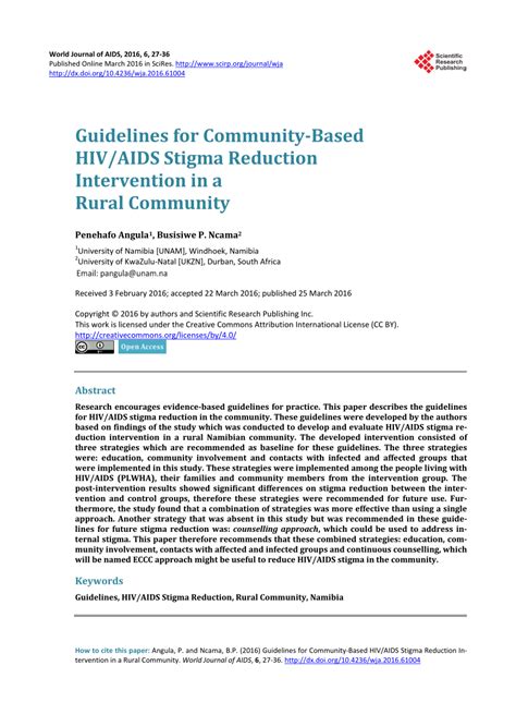 Pdf Guidelines For Community Based Hiv Aids Stigma Reduction