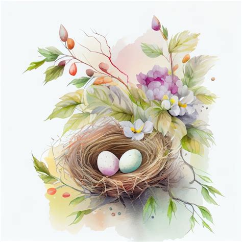 Premium Ai Image Bird Nest With Bird Eggs Easter Nest Easter Eggs And