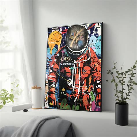 Banksy Inspiriert Weltraum Astronaut Kunst Leinwand Druck Pop Art