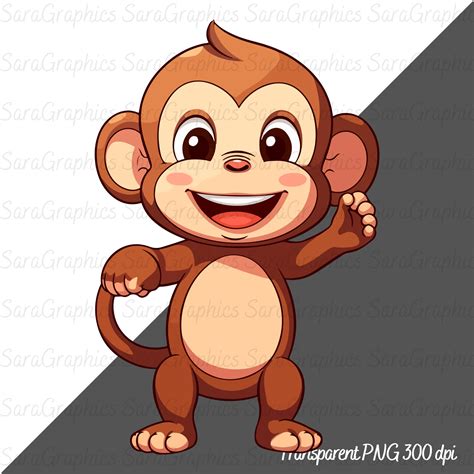 Cute Monkey Clipart Monkey Clipart Cute Monkey Png - Etsy