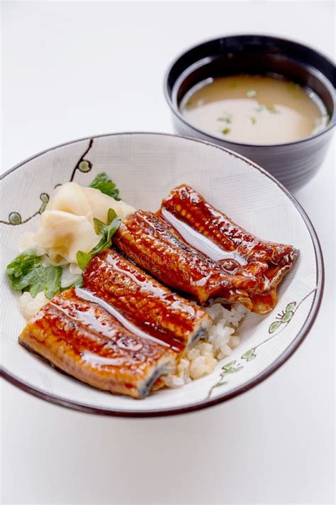 Unadon Japanese Rice Bowl Topping With Grilled Japanese Freshwater Eel