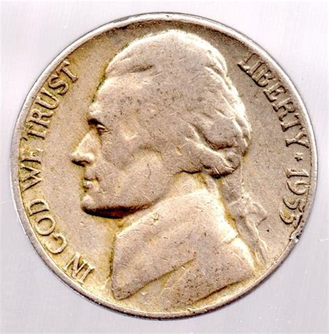 Granny Estate Find 1955 D Jefferson Nickel Bright With Strong Features