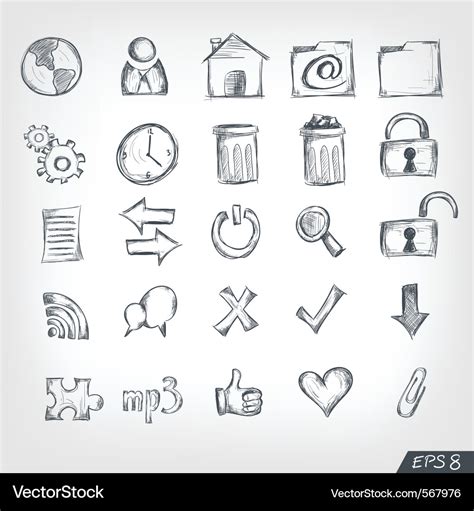 Sketch Icon Set Royalty Free Vector Image Vectorstock