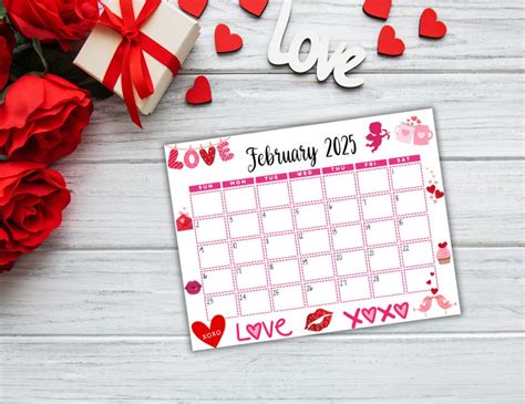 EDITABLE Printable February Calendar 2025 Cute Valentine S Day February