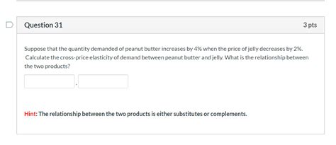 Solved Question 31 3 Pts Suppose That The Quantity Demanded