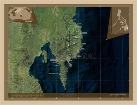 Davao Oriental Philippines Low Res Satellite Labelled Points Stock