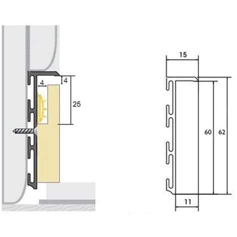 Ukryta listwa przypodłogowa 60 mm z wstawką MDF pod taśmy LED