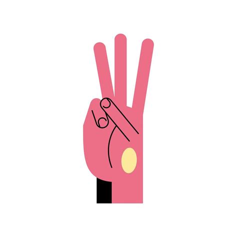 Hand Sign Language W Line And Fill Style Icon Vector Design 2737000