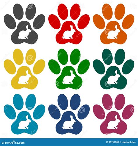 Rabbit Paw Print Icons Set Stock Vector Illustration Of Stamp 99769388