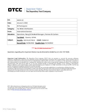 Fillable Online DTC Important Notice OBLIGATION WAREHOUSE Dtcc