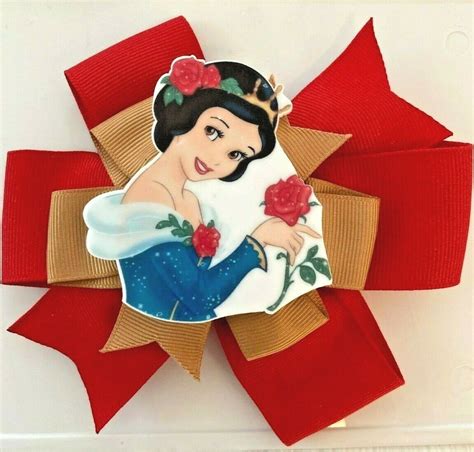 Beautiful Red And Gold Snow White Inspired Hair Bow For Girls Ebay