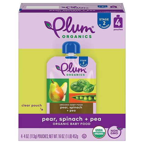 Plum Organics Baby Food Pouches Pear Spinach And Pea Shop Baby Food