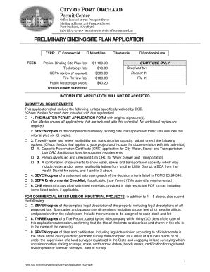 Fillable Online Preliminary Binding Site Plan Application Fax Email