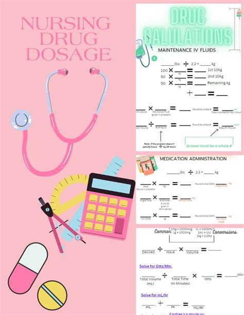 Dosage Calculations Nursing Cheat Sheets Study Guide Bundle Etsy