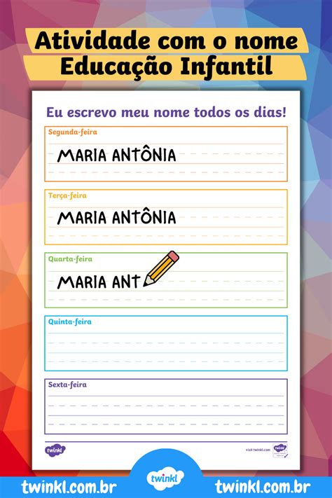 Nome Ed Infantil - Atividade com o nome Educação Infantil | Atividade com o nome ...