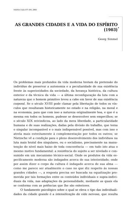 Pdf As Grandes Cidades E A Vida Do Esp Rito Dokumen Tips