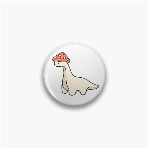 Simple Red And White Mushroom Hat Brontosaurus Dinosaur Pin For Sale