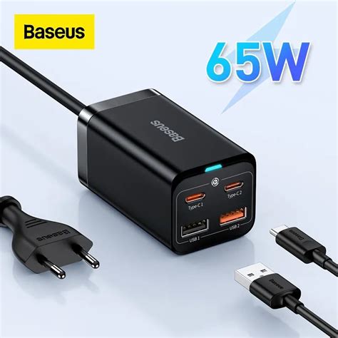 Carregador De Mesa Baseus 65w Gan3 Pro 4 Usb Cabo 100w Shopee Brasil