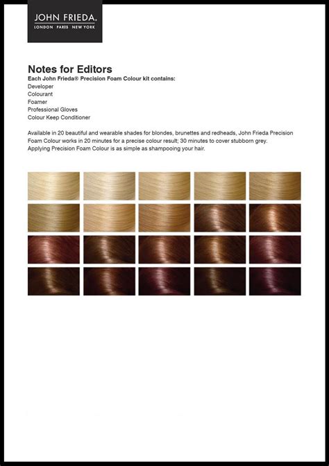 john frieda hair color chart foam hair dye hair dye color chart ...