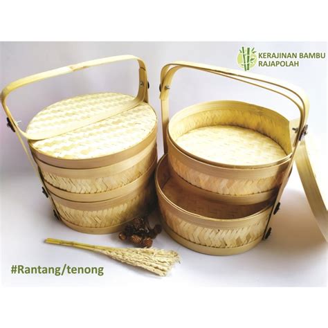 Jual Tenong Bambu Susun 2 Anyaman Tikar Ukuran 35 Cm Rantang Catering