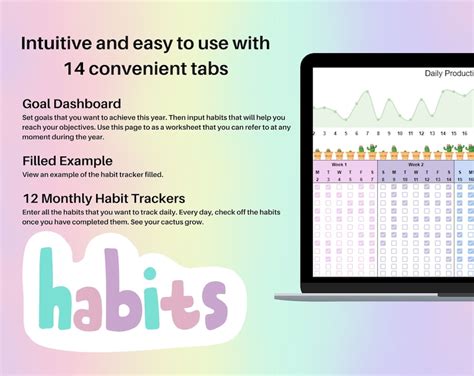 Habit Tracker Spreadsheet Google Sheets Daily Weekly Monthly Etsy