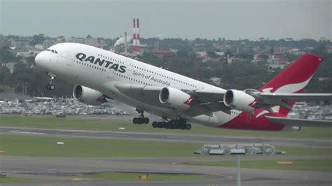 Qantas A380 Take Off From Sydney Airport Youtube