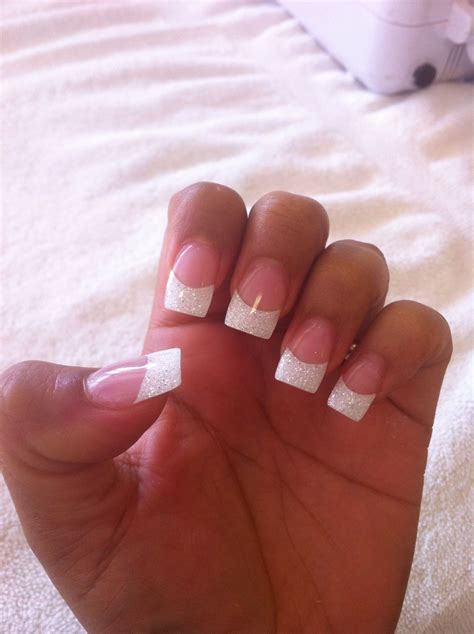 White French Nails With Glitter White French Nails White Tip Nails