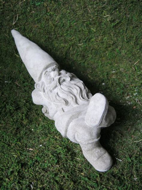 Gnome Statue Gnome Relaxing In The Garden Cement Garden Etsy Gnome