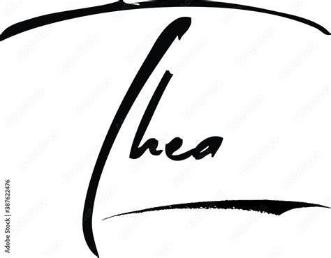 Thea Female Name Modern Brush Calligraphy Cursive Text On White