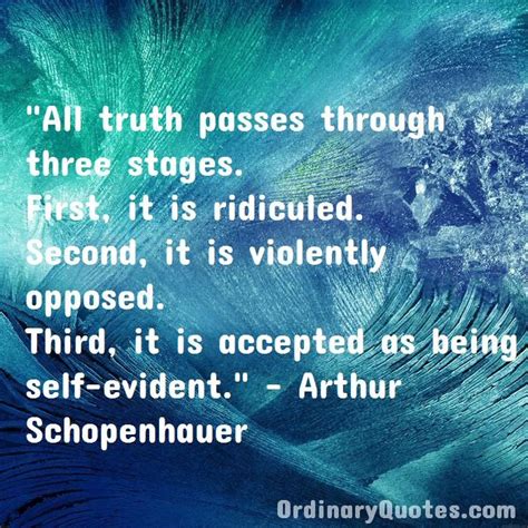 An Image With The Quote All Truth Passes Through Three Stages First It