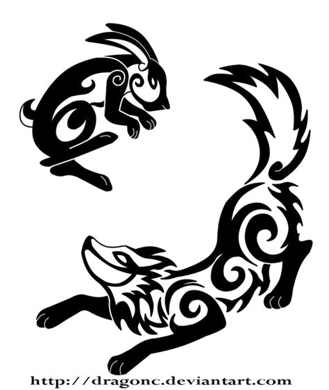 Hare And Fox Celtic Design Rabbit Tattoos Wolf Tattoos Bunny Tattoos