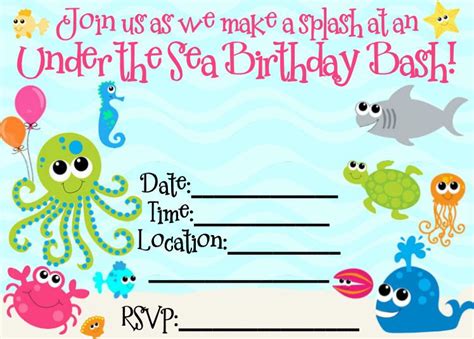 Free Under The Sea Birthday Party Printables Sea Birthday Party Sea Birthday