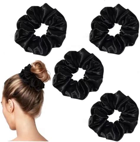 Amazon Nothstein Pcs Black Satin Silk Scrunchies For Women