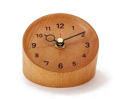 Creative Wooden Alarm Clock Silent No Ticking Digital Table Desk Log ...