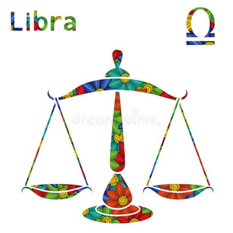 Libra De La Muestra Del Zodiaco Con Las Flores Estilizadas Ilustraci N