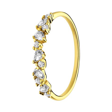 Zilveren Goldplated Ring Zirkonia Lucardi Be