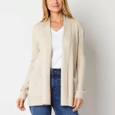 Liz Claiborne Womens Long Sleeve Open Front Cardigan JCPenney