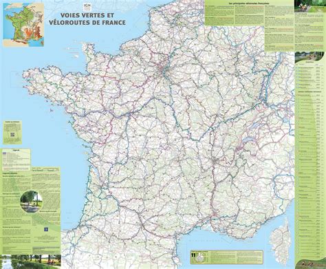 Carte Murale Plastifiée Voies Vertes Et Véloroutes De La France Ig