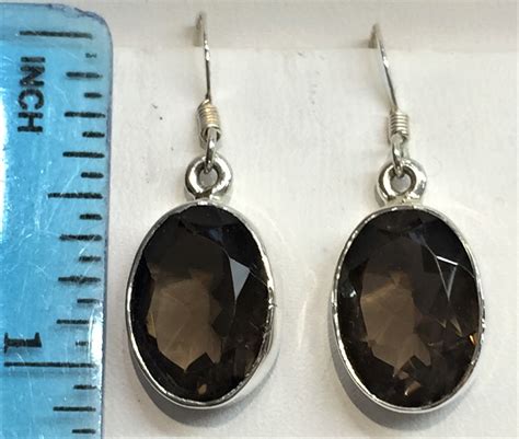 Smokey Quartz Earrings Sterling Silver Etsy De