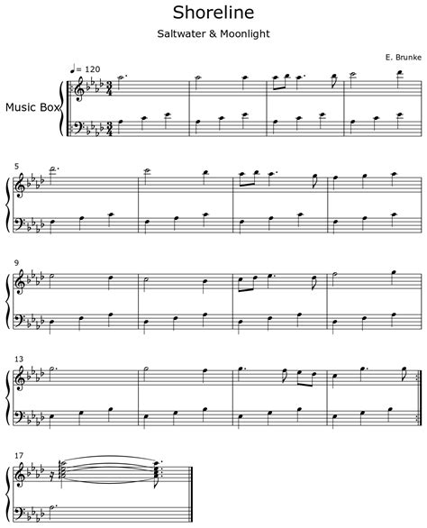 Shoreline - Sheet music for Music Box