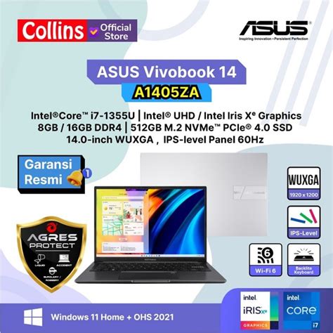 Jual ASUS Vivobook 14 A1405VA I7 1355U 8GB 16GB SSD 512GB 14 WUXGA W11