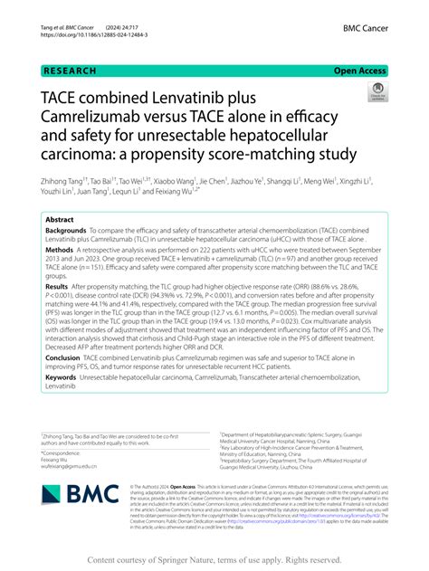 Pdf Tace Combined Lenvatinib Plus Camrelizumab Versus Tace Alone In