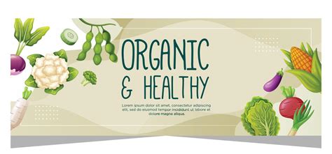 Organic And Healthy Food Banner Template Design Vector Art At